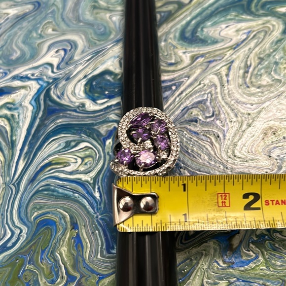 AMETHYST Dinner/Cocktail Rhinestones Large Ring size 9 - Picture 7 of 10